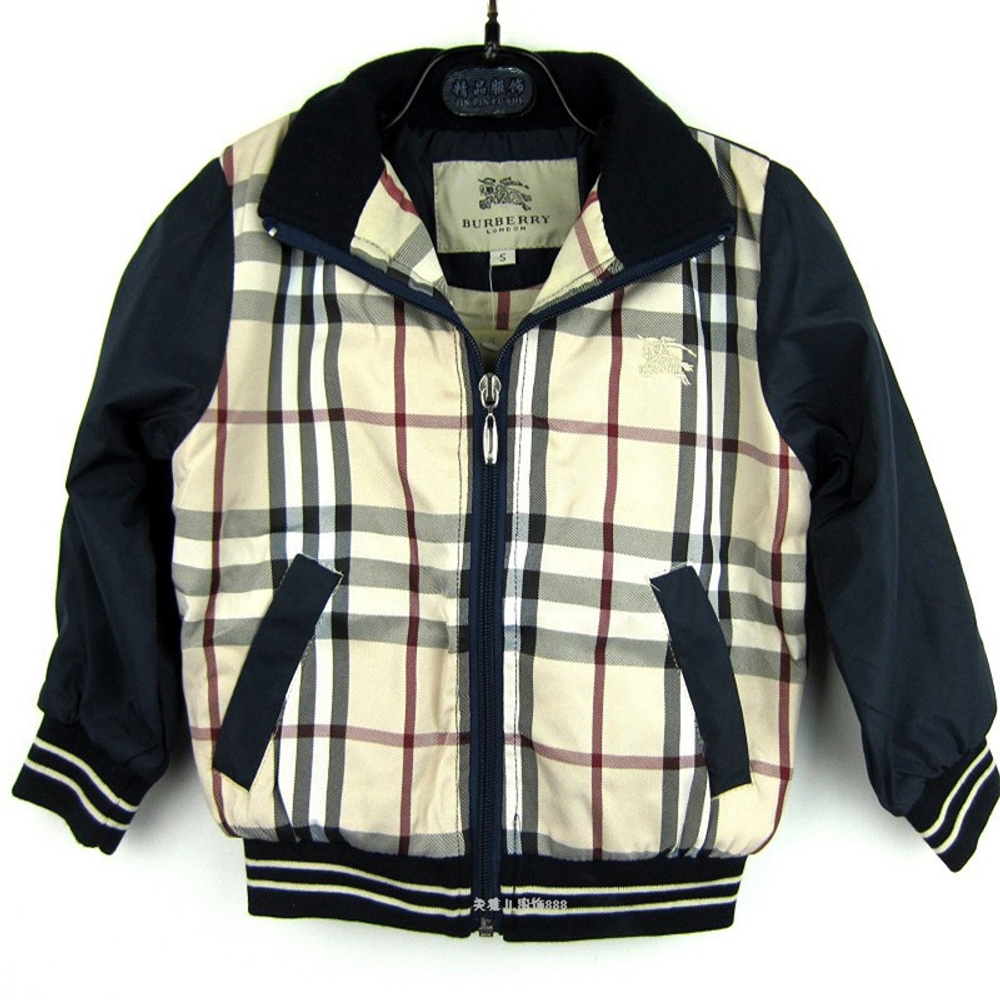 Куртка ветровка детская в клетку с однотонными рукавами