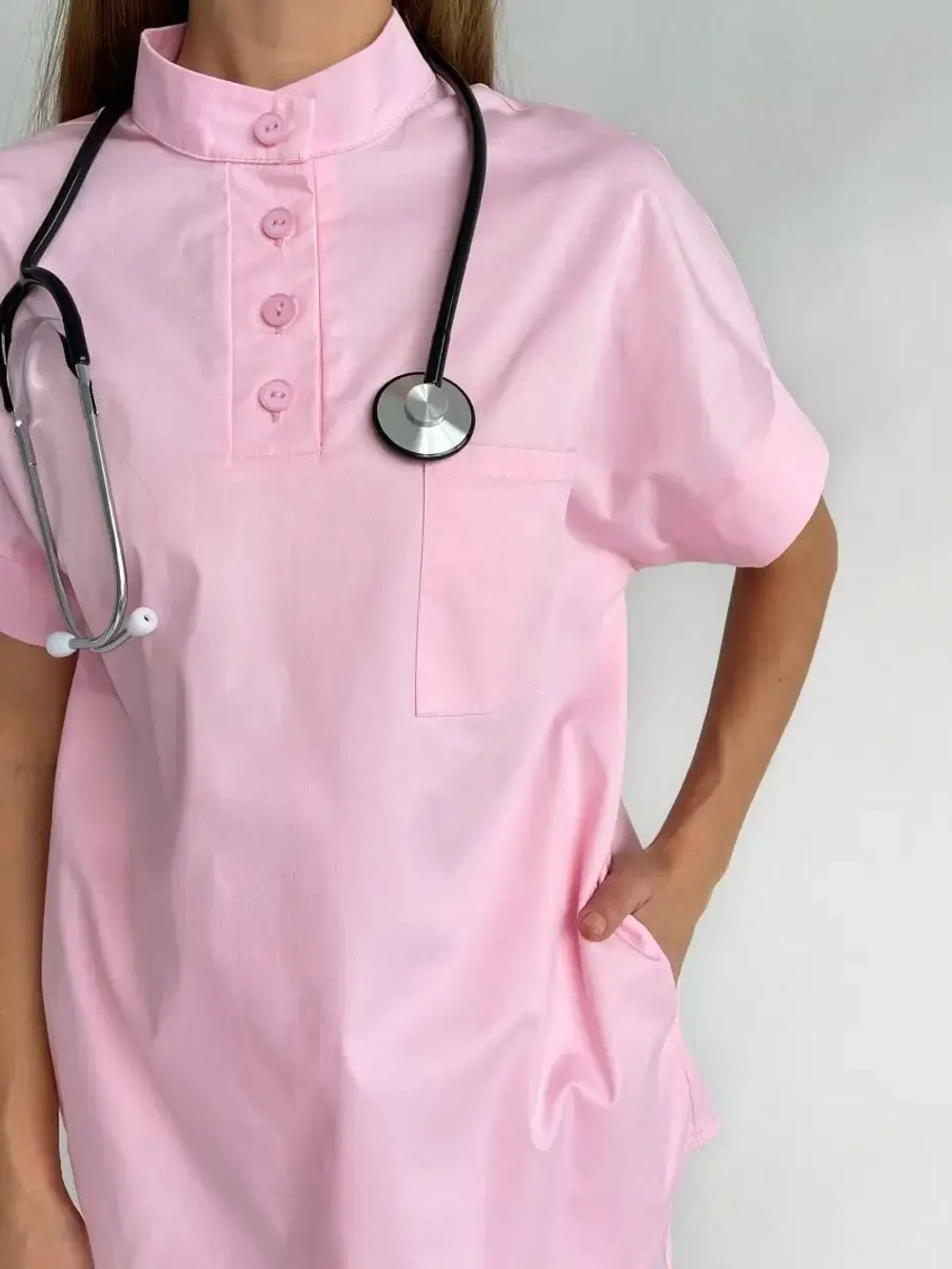 медицинская рубашка блузка для медиков розовая