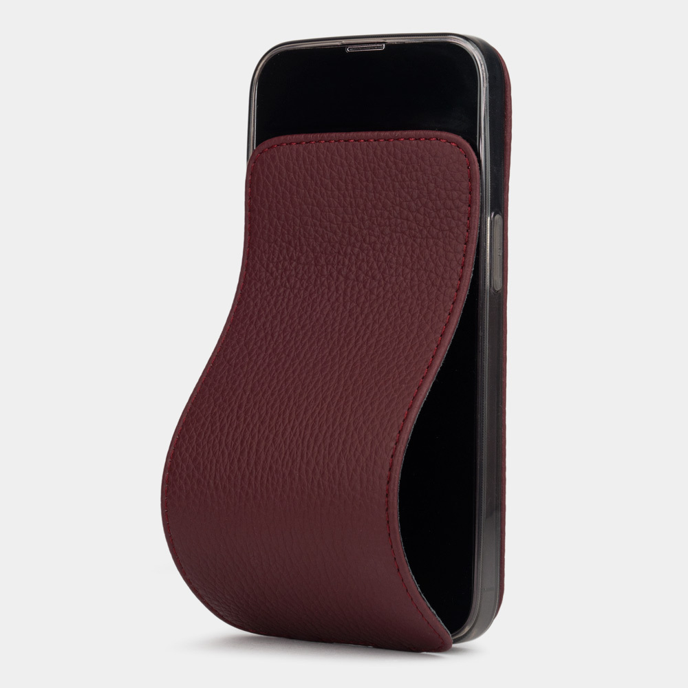 stylish calf leather case for iPhone 13 Pro Max bordeaux