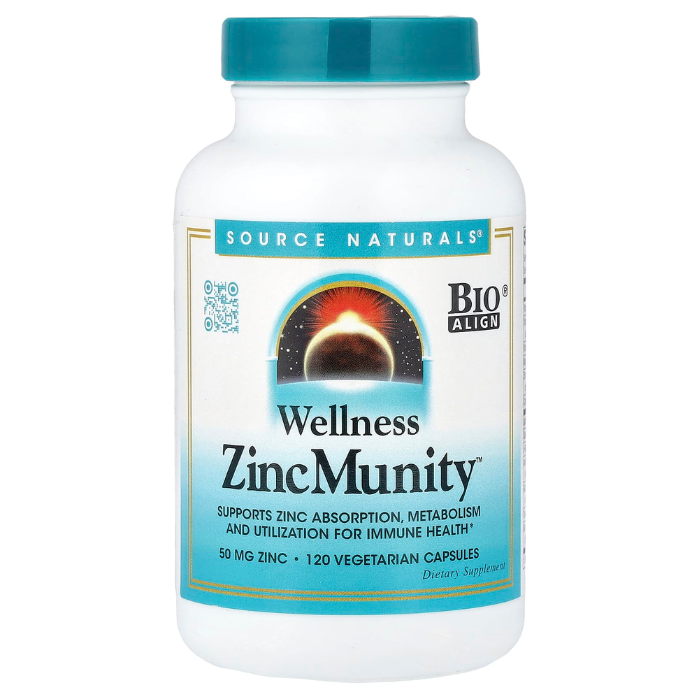 Source Naturals, Wellness ZincMunity™, 120 вегетарианских капсул