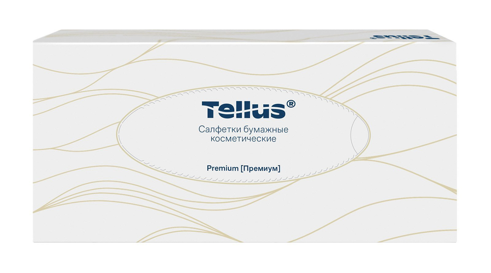 Салфетки косметические Tellus, 2-слойные, 19х20,8 см, 100 листов в упаковке, 21 упаковок в коробке