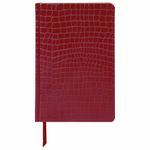 Ежедневник полудатированный А5 (148х218 мм) BRAUBERG "Alligator", под кожу, 192 л., красный, 124987