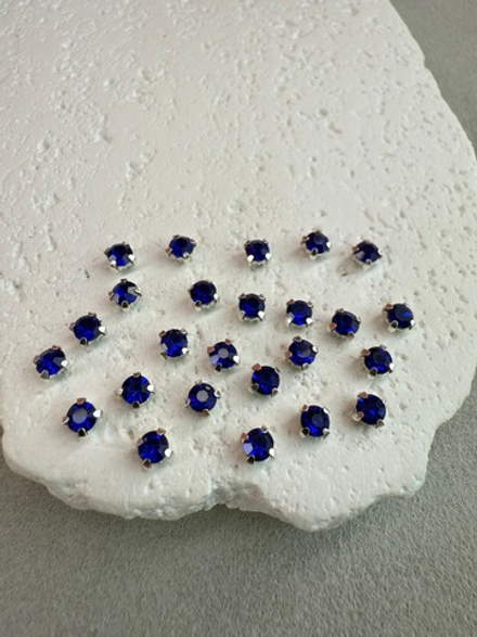 Шатоны 4 мм, Синий в серебре, 25 шт