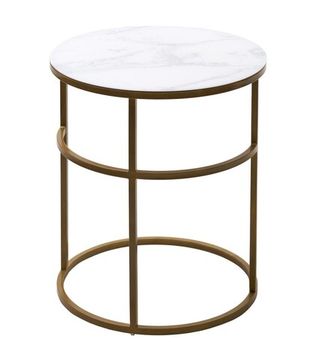 Журнальный столик Френсис Белый мрамор, стекло/ золотой каркас