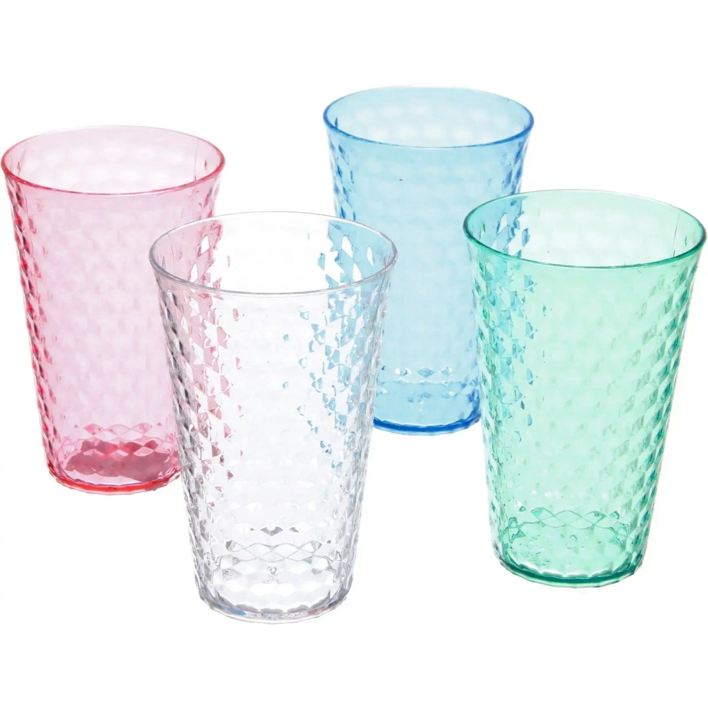 Стакан пластиковый 440мл «Льдинки» в наборе 4шт, микс цветов