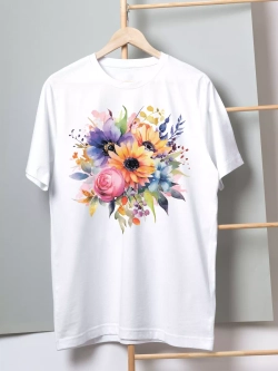 Футболка женская больших размеров с рисунком цветы