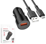 Автомобильный адаптер питания BOROFONE BZ19A QC 3.0 + кабель Micro (черный)