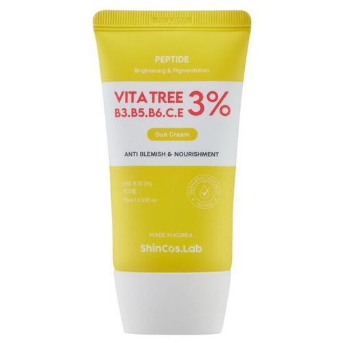 Витаминизированный солнцезащитный крем ShinCos.Lab Vita Tree B3/В5/В6/С/Е 3% Sun Cream SPF50+/PA++++, 75мл