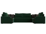 Диван П-образный Николь, Зеленый\Коричневый\Коричневый, Велюр\Экокожа, 102981