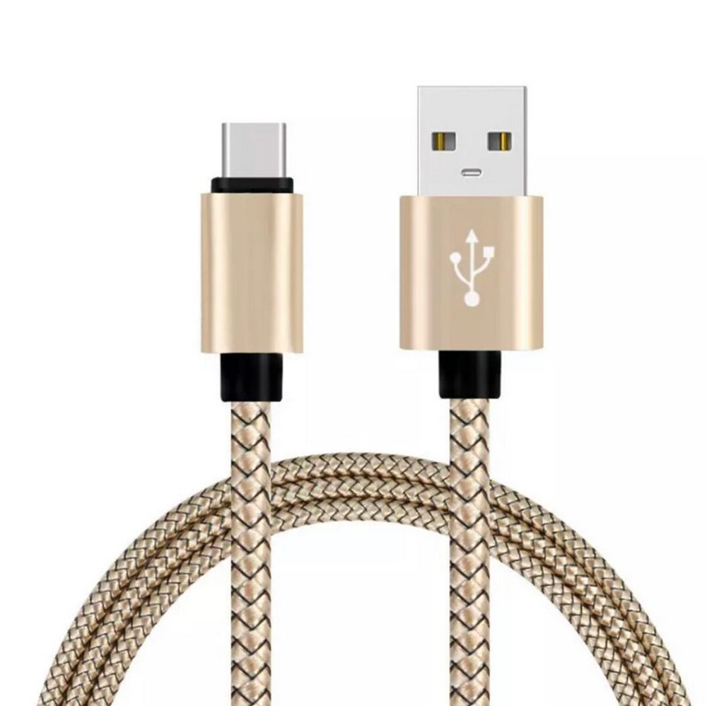 Кабель USB - Micro M1 в матерчатой обмотке тросс (золото) 1м