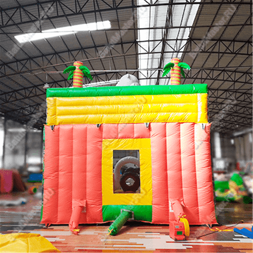 Надувной батут-горка "Слоник в джунглях",с переходом  6*5*5,5 м