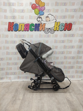 Санки-коляски Galaxy Nova коричневый-серый