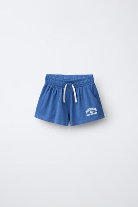 ZARA ШОРТЫ ИЗ МЯГКОЙ ТКАНИ, СИНИЙ