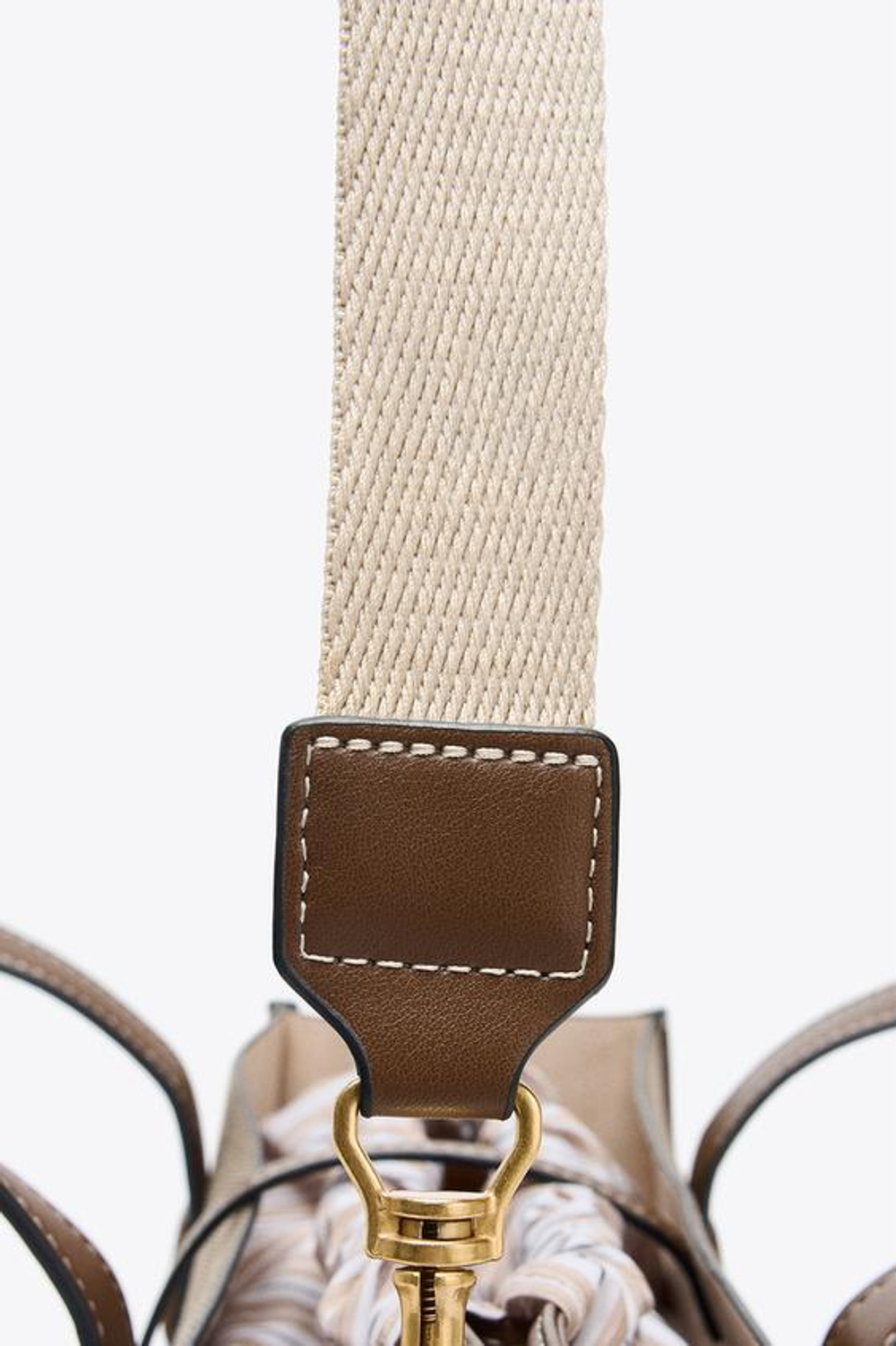 ZARA ТКАНАЯ СУМКА-ШОПЕР, СЕРО-КОРИЧНЕВЫЙ