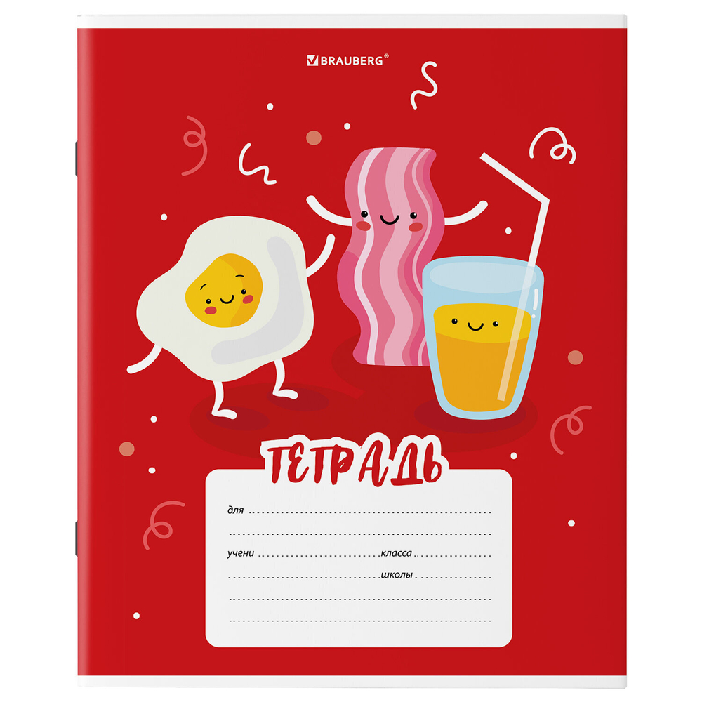 Тетрадь 18 л. BRAUBERG клетка обложка картон "Tasty food" (40 штук в упаковке)