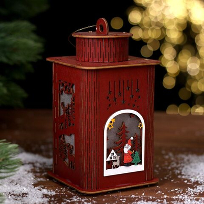 Новый год. Декор с подсветкой «Фонарь», 9 × 9 × 16 см