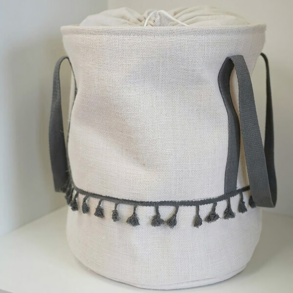 Корзина бельевая с ручками "Кантри", Д350 Ш350 В420, пепельный