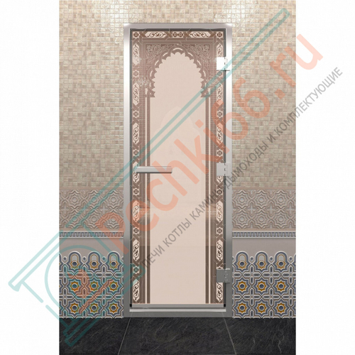 Стеклянная дверь DoorWood «Хамам Восточная Арка Бронза матовая» 190х70 (по коробке) в Кирове