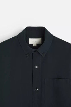 ZARА РУБАШКА ИЗ РЕЛЬЕФНОГО ХЛОПКА, МОРСКОЙ СИНИЙ