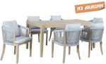 Комплект обеденной мебели на 6 персон Tagliamento Veneto, светлый тик, серый
