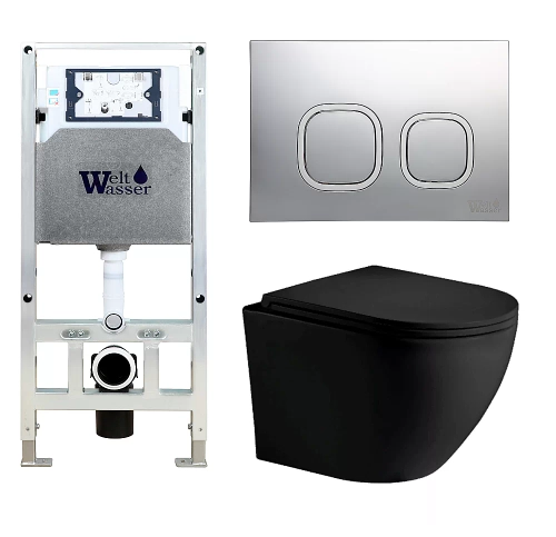 Унитаз с инсталляцией WeltWasser AMBERG 506 ST + MERZBACH 043 MT-BL + AMBERG RD-CR