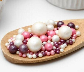 Шарики кранч серебро-сиреневый-розовый  100 гр.