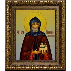Григорий Авнежский, игумен преподобномученик. Икона на холсте.