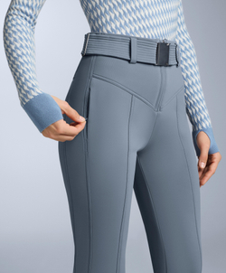 OYSHO Водонепроницаемые расклешенные эластичные брюки SKI с высокой посадкой, серо-голубой