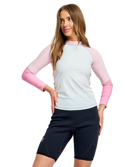 Футболка рашгард лонгслив Sargan Агидель UPF 50+ женская бело-розовая