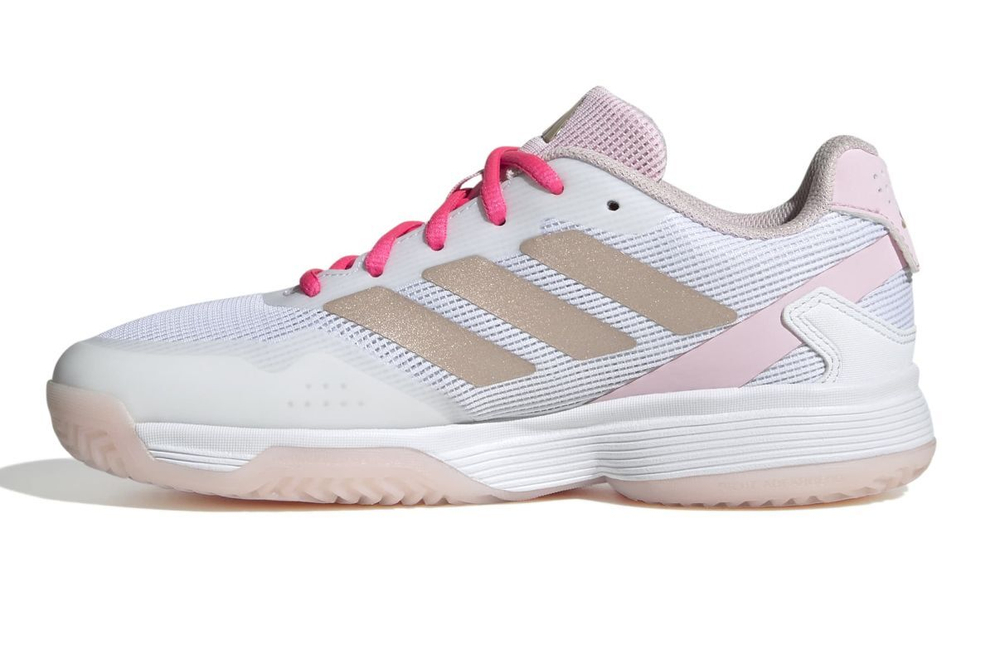Детские теннисные кроссовки Adidas Ubersonic K - off white/silver metallic/powder plum