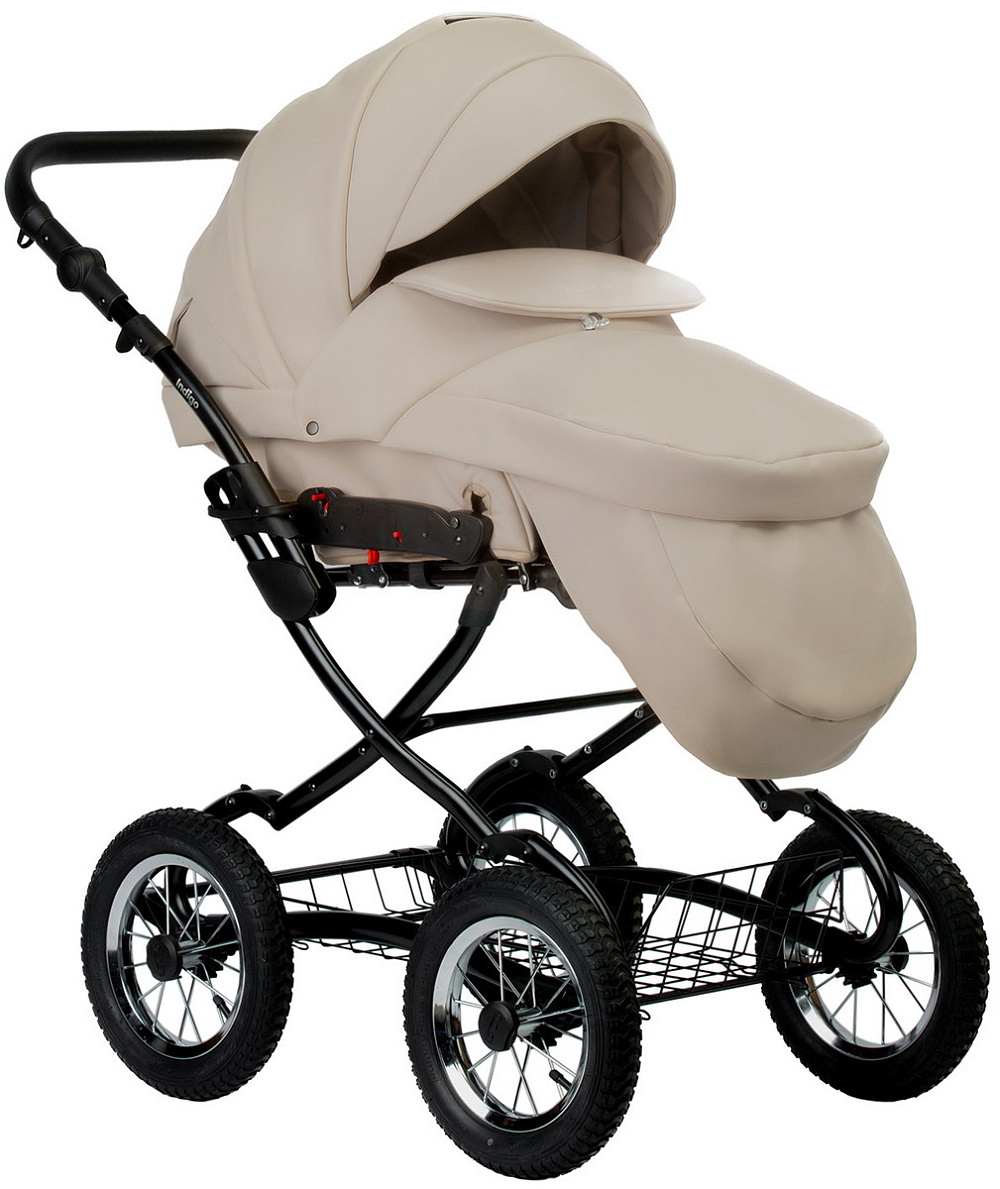 Детская коляска Indigo Barbara Eco Classic 3 в 1 с автокреслом Avionaut Cosmo Grey Be02 св.бежевая кожа