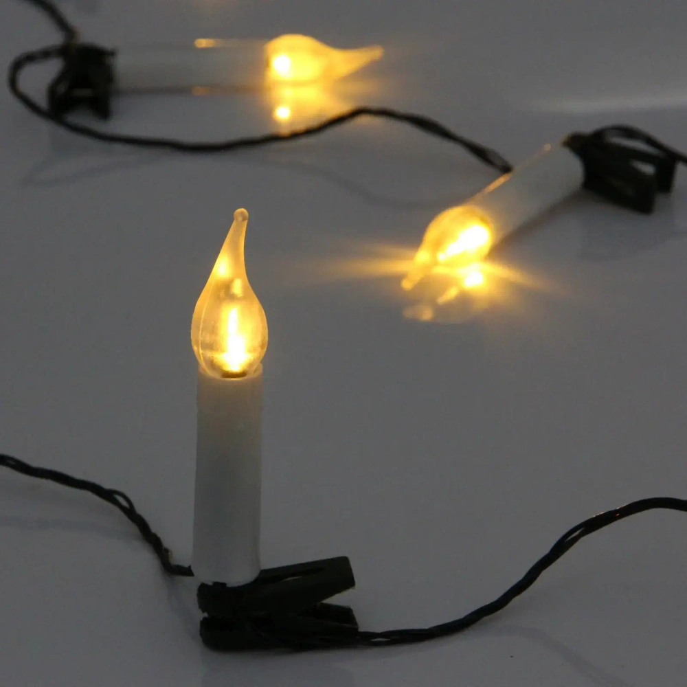 Гирлянда для дома 4 м 20 ламп LED «Свечи» зелёный пров. IP-20 Теплый белый