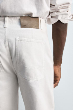 ZARA БРЮКИ ЧИНОС ИЗ ДЕНИМА - LIMITED EDITION, ЖЕЛТОВАТО-БЕЛЫЙ