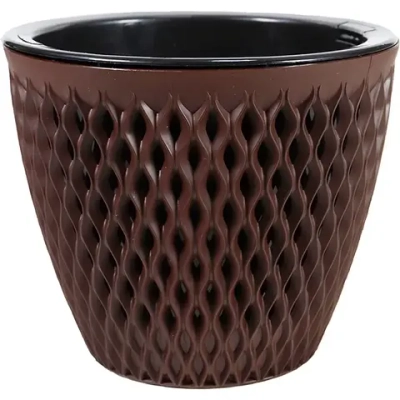 Кашпо для цветов пластиковое 3л d-17,1см «Версаль» Тёмно-коричневый