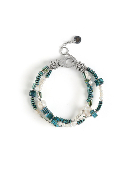 Браслет "Hematite green" Silver