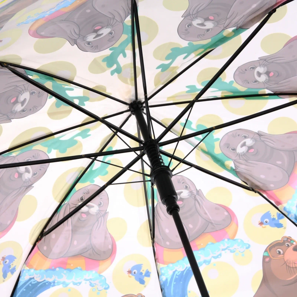 Зонт детский полуавтомат «Тюленчик», 8 спиц, d-80см, длина в слож. виде 65см