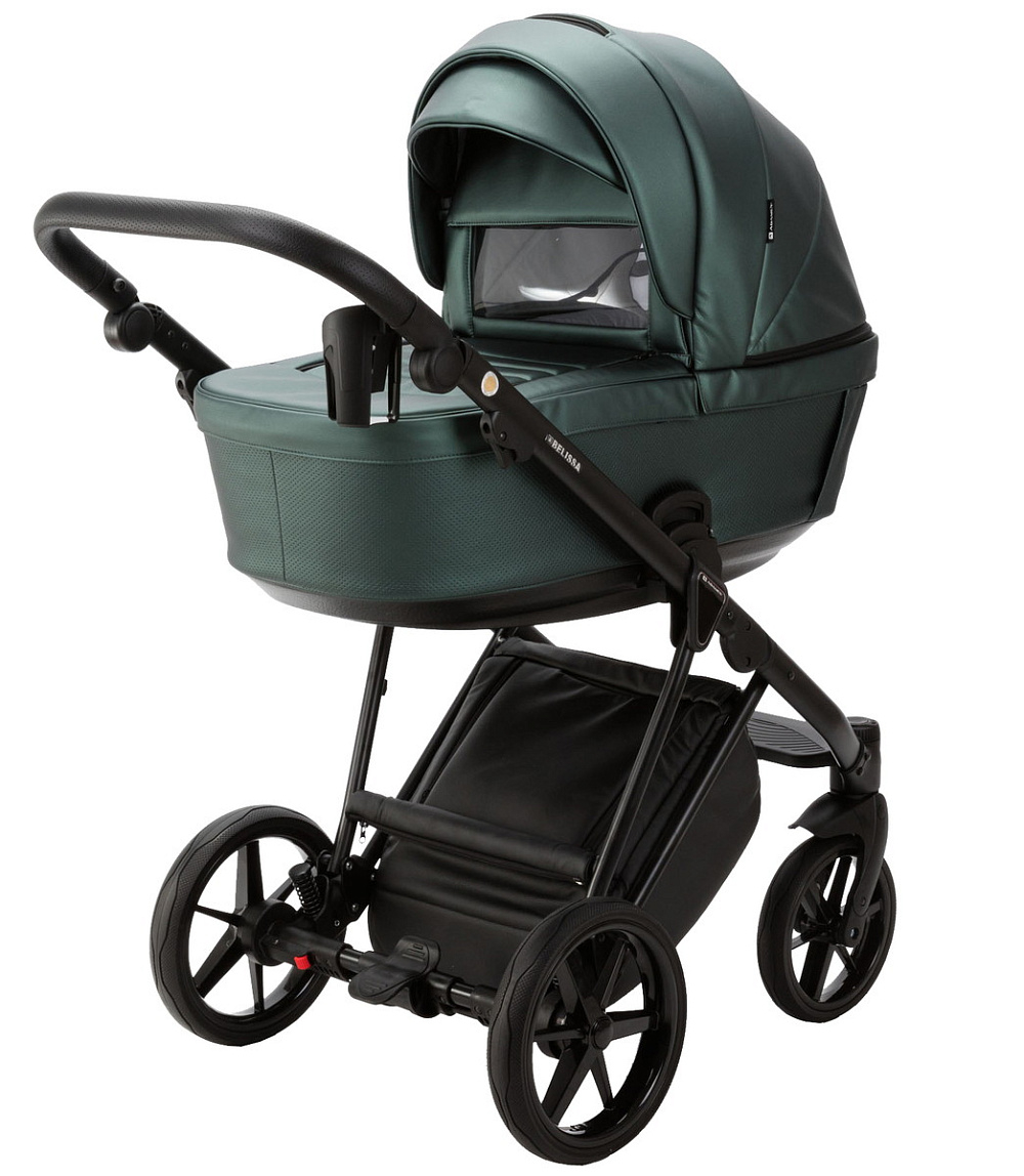 Детская коляска Adamex Belissa Deluxe 2 в 1 B-SM15 (Т.ЗЕЛЕНАЯ ПЕРЛ. КОЖА)
