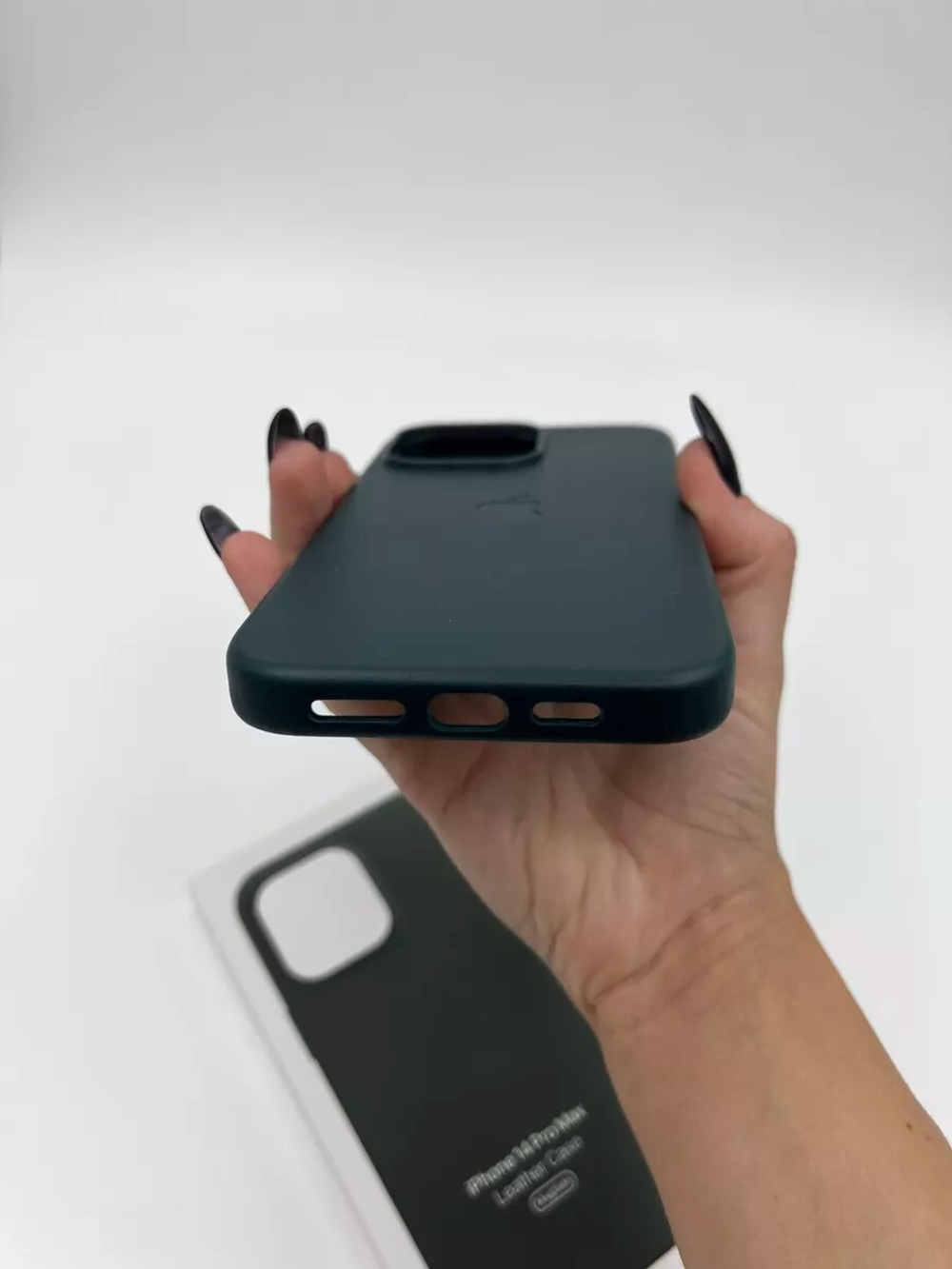 Кожаный чехол Leather Case iPhone 14 Pro Max, Green Темно-Зеленый