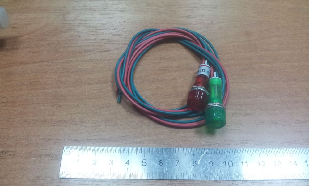 Лампа сигнальная электроплиты зеленая/красная D12 d9 с проводом L 57 см