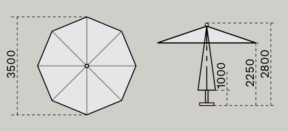 Зонт профессиональный Ø3.5 м Scolaro Palladio Standard, натуральный, слоновая кость