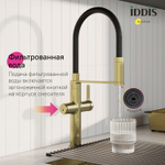 Смеситель для кухни 30к IDDIS IKNMGFFi05 "Ikon" с вых для пит. фильтра выс.гибкий излив ЗОЛОТО мат.