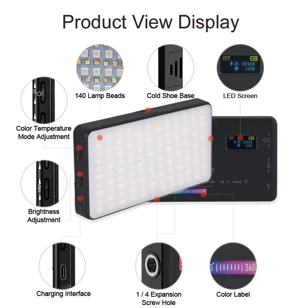 Светодиодная RGB-подсветка Luxceo W140 RGB Led Video Light