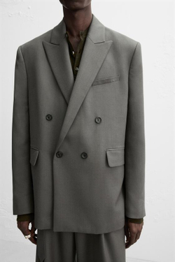 ZARA X NANUSHKA ДВУБОРТНЫЙ БЛЕЙЗЕР, ЗЕЛЕНЫЙ