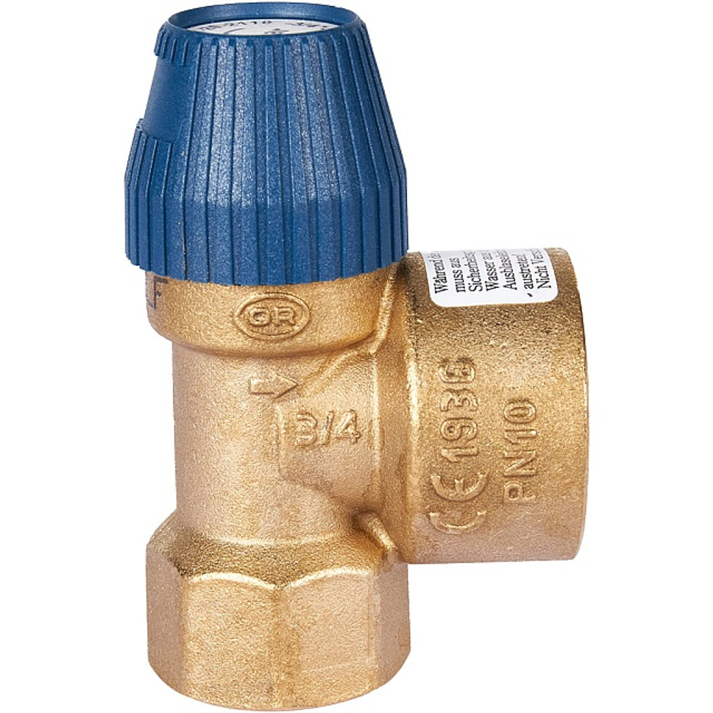 Клапан предохранительный STOUT SVS-0030 - 3/4", сброс 1" (ВР, Рн 8 бар, для систем водоснабжения)