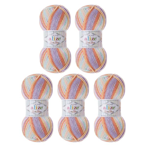 Пряжа Alize (Ализе) Baby Best Batik / уп.5 мот. по 100 г, 240м, 7931 секционный
