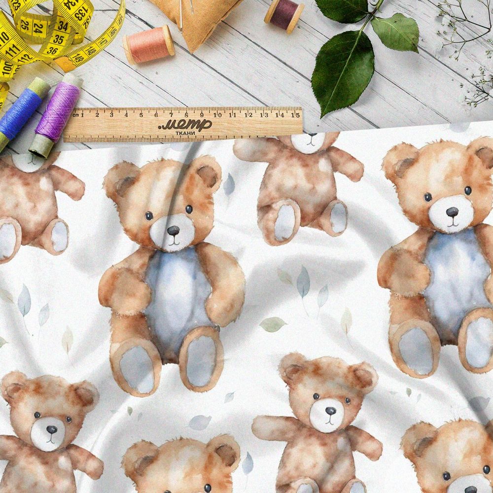 Ткань премиум бифлекс игрушечные акварельные медведи