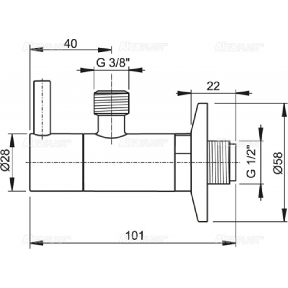 ARV001 Угловой вентиль с фильтром 1/2" ? 3/8", круглый