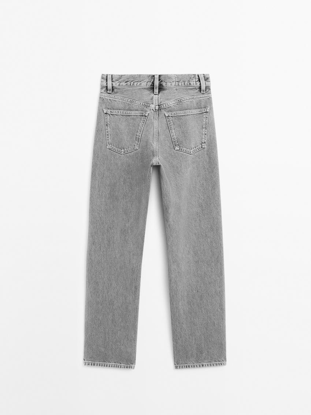 Massimo Dutti Джинсы прямого кроя из смесового хлопка с высокой посадкой, маренго