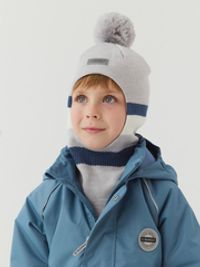 Шлем демисезонный из смесовой шерсти Колор блок "Жемчуг"