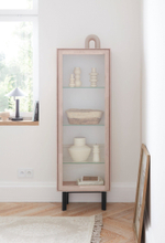 Шкаф-витрина дизайнерская из массива дуба Виби 151х50х31 в стиле лофт, на металлических ножках